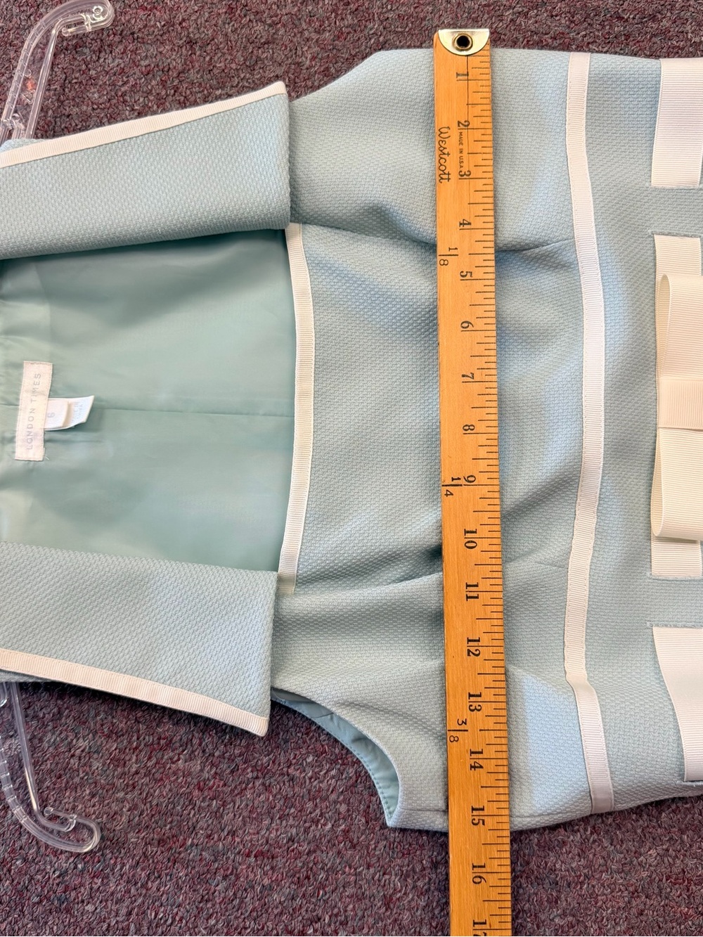 London Times Pale Blue Sleeveless Sheath Dress with Cream Trim - Picture 4 of 7